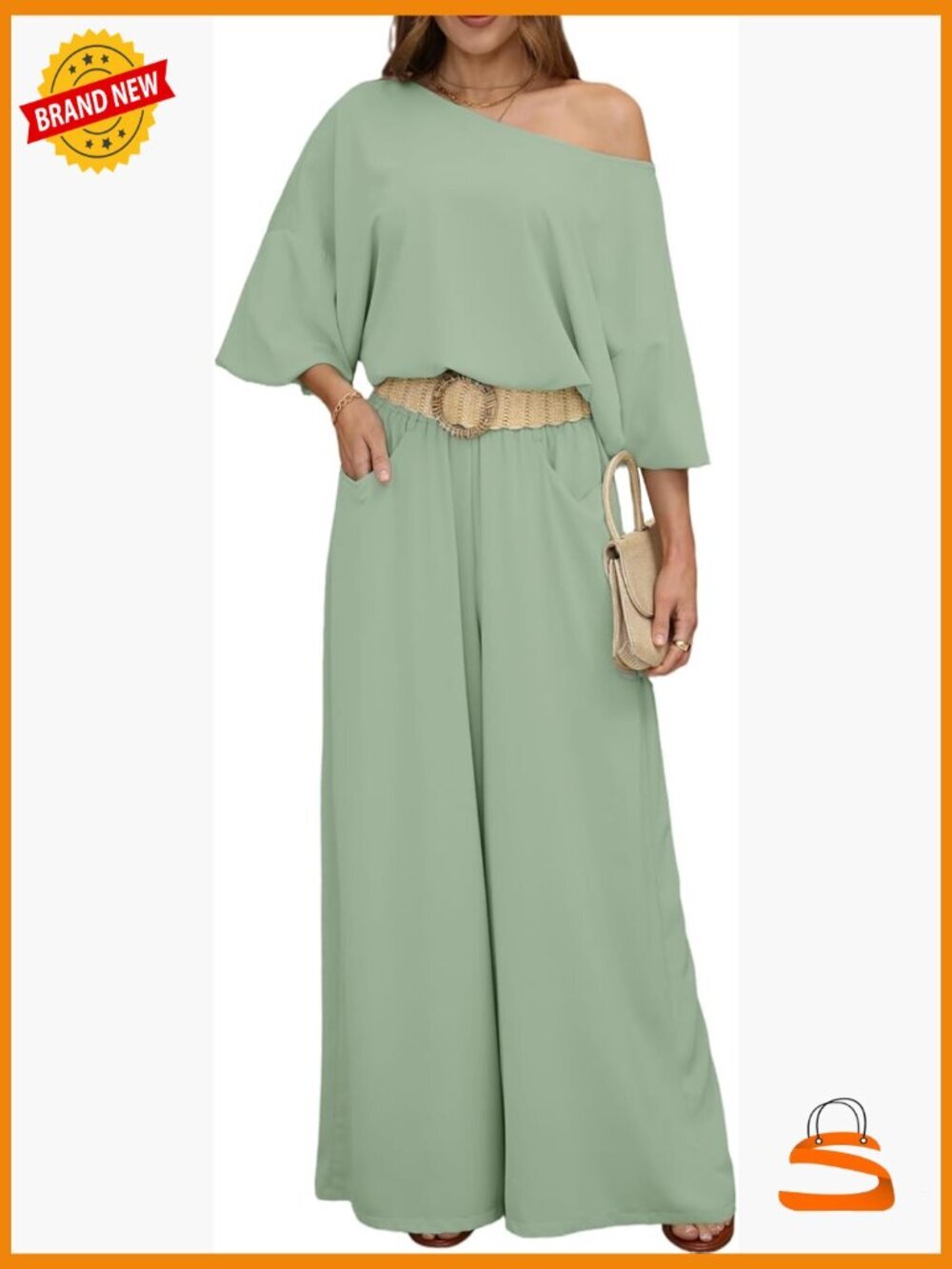 Off-Shoulder Blouse & Wide-Leg Pants Set - Elegant Flowy 2-Piece